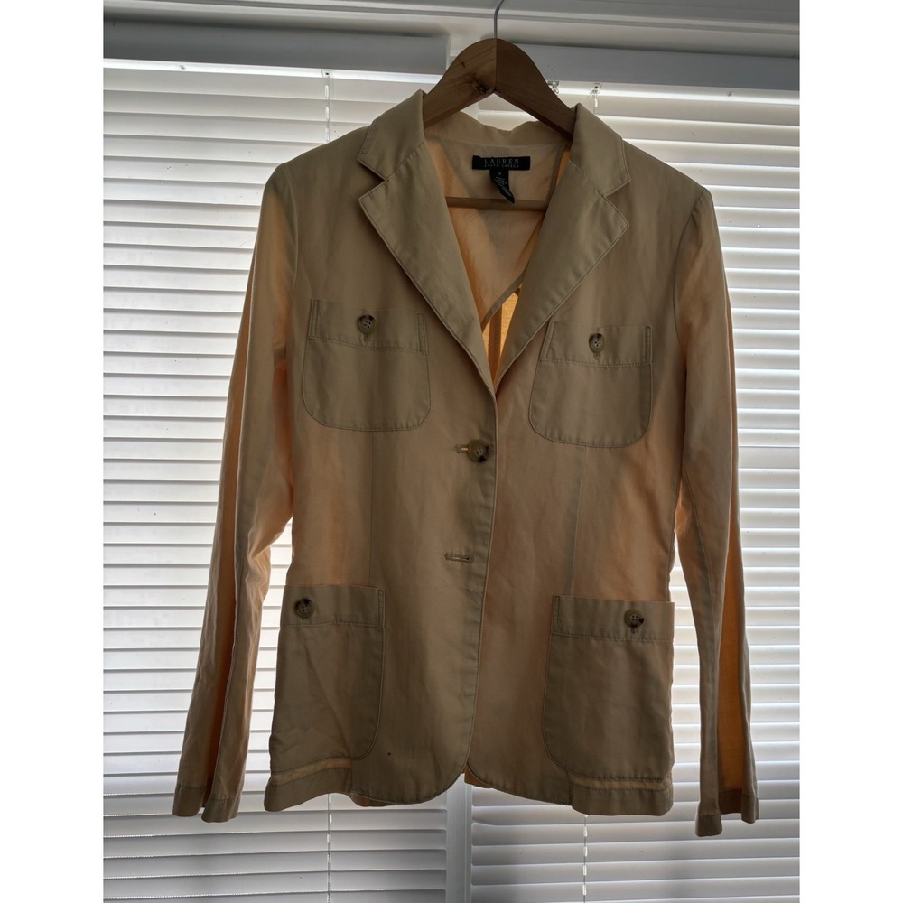 Lauren Ralph Lauren Women's Linen Blend Blazer Size 8 Khaki Capsule Preppy